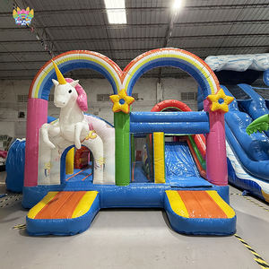 Château <span class=keywords><strong>gonflable</strong></span> <span class=keywords><strong>licorne</strong></span> AirFunPro avec toboggan pour 10 enfants, fête d'anniversaire, amusement en plein air, matériau PVC, installation facile - Product Image 1