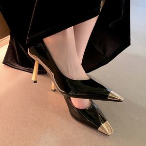 Women Thin Pointed High Heel Shoes <b>Leather</b> <b>Sexy</b> High Heel Shoes Pointed Pump - Product Image 1