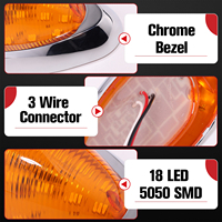 Feu de gabarit ovale ambre 18 LED de 6 pouces pour cabine de camion, feux de position latéraux pour camion et remorque universels, étanche IP67