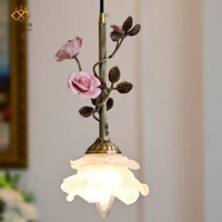 Lampe décorative rétro artistique, lustre antique pour salon, rose, chevet, petit, LED, à intensité variable, blanc chaud