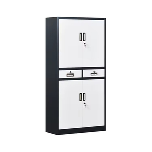 Archivador de almacenamiento de oficina con puerta blanca y marco negro con cerradura de llave con cajones protección contra incendios y polvo para hospitales escolares - Product Image 4