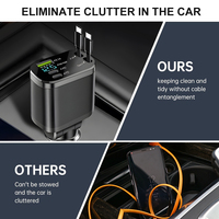 Accessoire de Chargeur de Voiture Rétractable pour iPhone et Android, Taille Mini, Charge Rapide, Chargeur de Voiture Rétractable 5 en 1 Avec Câbles