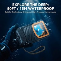 2026 DM Étui de téléphone étanche pour plongée sous-marine en alliage d'aluminium PC avec support perche à selfie, design transparent, noir et orange