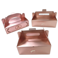 Boîte cadeau haut de gamme en carton doré, emballage en carton artistique doré, effet de marquage à chaud doré pour boîte à pâtisserie avec poignée