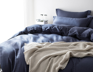 Cổ Điển Bông Khách Sạn Bộ Đồ Giường Đặt Dệt Sọc Vỏ Gối Và Vỏ Chăn 300TC Chủ Đề Đếm Tất Cả Các Mùa Nhiều Màu Sắc Tấm Bộ - Product Image 2