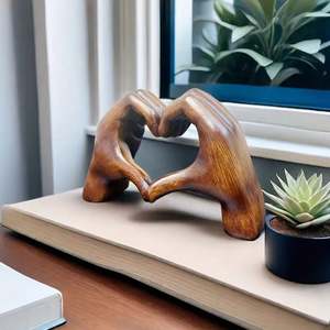 Dropshipping productos decoración del hogar de resina en forma de corazón de doble mano. Gran regalo para mesas de dormitorio. Adorno de gestos de corazón. - Product Image 5