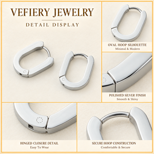 ต่างหูห่วงเงินขายส่ง สแตนเลสสตีลเรียบง่าย - Product Image 4