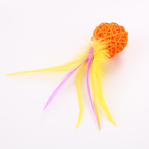 Blue Ball <b>Cat</b> <b>Toy</b> Fishing Rod Eco-Friendly Rattan & Feather Manual <b>Interactive</b> Movement - Product Image 6