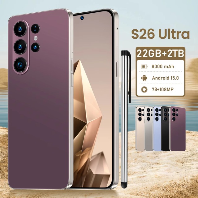 22GB+2TB High Quality S26 Ultra Big Screen 7.3 Inch Smart Mobile Cell Phone S-Pen Cheap Android 15 S26 Ultra Mobile Phones
