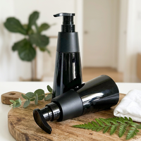 Flacon cosmétique noir 200 ml, flacon rond en plastique PET personnalisé, emballage de luxe pour produits de soin de la peau