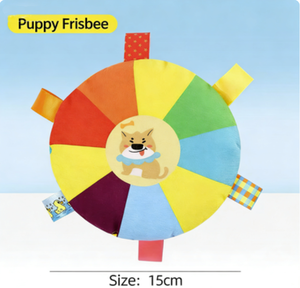 Dischi Volanti Interattivi a Forma di Cartone Animato, Giocattoli <span class=keywords><strong>da</strong></span> Masticare per Cani, Peluche con Motivo Girevole, Campanelli e Resistenza ai Morsi - Product Image 1