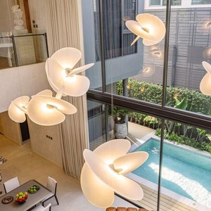 Italian Silk Chandelier Round Led <b>Light</b> Single Head For Living Room And Dining Room Home <b>Lighting</b> - Product Image 2