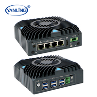 Gateway de Automatización Industrial GbE de 4 Puertos con Tel Core I7, 2 RS232/485, Phoenix COM, RAID 0/1, 6*USB, PC Integrado sin Ventilador, Montaje en Riel DIN y VESA