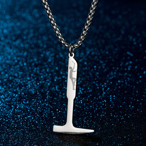 Collar con Colgante de Letra L en Acero Inoxidable con Diseño de Minero, Joyería Unisex para Regalo - Product Image 1