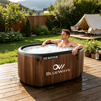Baignoire de récupération gonflable de luxe à grain de bois, bain froid rigide à technologie Drop Stitch pour la récupération, compatible avec les refroidisseurs, piscine spa