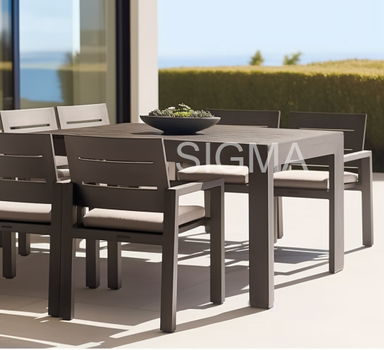 Sigma new design Outdoor Modern Luxury Design Hotel Home Aluminum frame Patio garden dining table