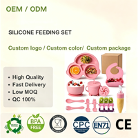 Nouvel ensemble d'alimentation pour bébé en silicone, design dessin animé 2026, kit d'approvisionnement pour l'autonomie alimentaire du bébé, qualité alimentaire, avec bol et assiette à ventouse