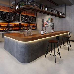 Modern Retro Wabi-Sabi Solid Wood Grain Reception Desk <b>Bar</b> <b>Tables</b> for Living Room Fitness Center Milk Tea Shop Cashier Counter B - Product Image 1