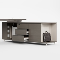 Bureau de direction en L avec armoire latérale intégrée pour cadre administratif