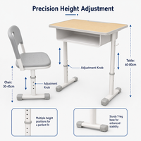 Ensemble table et chaise d'étude pour étudiants, réglable en hauteur, mobilier scolaire pas cher, fourni directement par l'usine