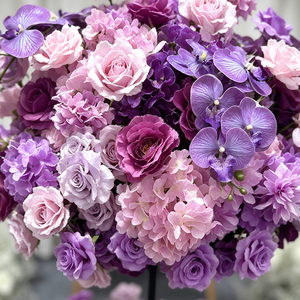 Pilar de Flores Artificiales de Seda Morada de Dos Niveles con Flores Completas, Moderno, Tamaño Personalizable, para Bodas y Compromisos - Product Image 3