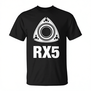 T-shirt Rx5 Rotary Symbol noir unisexe à col rond et manches courtes, vêtements promotionnels - Product Image 2