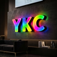 Enseigne lumineuse LED 3D en acrylique RGB personnalisée, lettres alphabétiques néon illuminées, à fixer au mur pour boutique, bar, entrée de centre commercial
