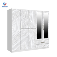 Armoire de chambre minimaliste en acier, penderie autoportante en métal avec miroir, grand espace de suspension pour vêtements, idéale pour écoles et hôpitaux