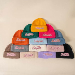 Haute qualité automne hiver femmes épaissi chaud doux acrylique tricoté personnalisé 3D brodé <span class=keywords><strong>bonnet</strong></span> - Product Image 1