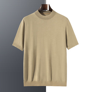Camicia di lana di Cashmere per gli uomini maglia semplice T-Shirt girocollo accogliente Mongolian <span class=keywords><strong>uomo</strong></span> manica corta maglione da <span class=keywords><strong>uomo</strong></span> - Product Image 5