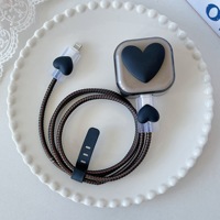 3pin DIY Cute Heart Shape Uk 20w 3D Cartoon Silicone Cable Protector Head case Cover Set Phone Charger