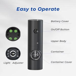 Juego de Molinillos de Sal y Pimienta, Botella para Especias Negra, Recargable por USB, Apto para Lavavajillas, Molinillo Eléctrico de ABS de Grado Alimenticio - Product Image 3