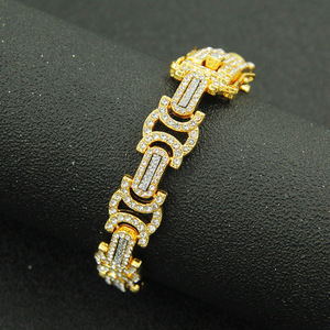 New Splicing Men's Bracelet Exaggerated Personalized Hiphop Style Geometric Shaped Sparkling Chain Bracelet Fashion Jewelry - Product Image 3