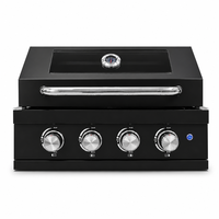 Barbecue à gaz encastrable 4 brûleurs noir en acier inoxydable 304 50000 BTU avec grille en fonte pour cuisine extérieure