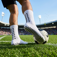 Chaussettes de football personnalisées en jacquard tricoté, antidérapantes, pour jeunes et adultes, avec motifs de grip sur la semelle, pour l'entraînement de football masculin