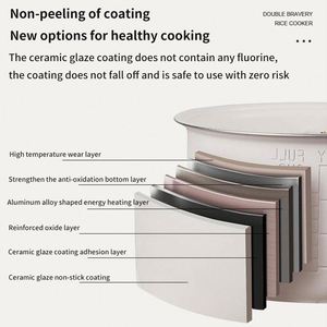 Cuisinière à riz électrique multifonction intelligente à écran tactile, double cuve, grande capacité 5L, pour la maison, faible teneur en sucre - Product Image 6