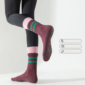 Custom Logo Crew Sports Cotton Gym Non-Slip Trainer Sticky <b>Socks</b> Seamless Anti-Slip Yoga Pilates Grip Stripe Design Casual Style - Product Image 3