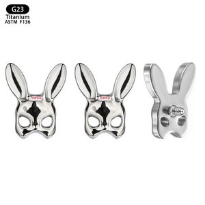 Clous d'oreilles en titane en forme de lapin 6,4 mm G23 ASTM F136 Bijoux de piercing - Product Image 5