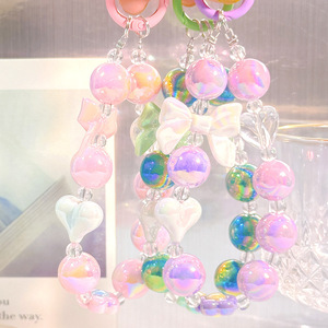 Cadena de cuentas de flores de plástico acrílico impresa con UV al por mayor, colgante para funda de teléfono móvil, llavero, decoración para bolsa de auriculares - Product Image 2