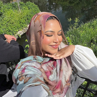 2025 nouveautés en mousseline de soie écharpe longue femmes mode Satin châle imprimé voile Hijab écharpe soie foulard bandeau
