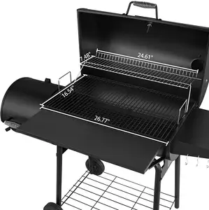 Grelha de churrasco de aço inoxidável, controle de temperatura automático, atualização de madeira, grelha e fumaça 6 em 1, grelha para churrasco