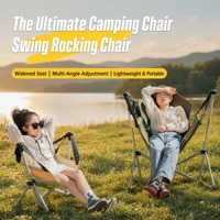 Fauteuil à bascule avec réglage à 160 degrés et siège élargi, moderne, pour le camping, la plage, le jardin, la terrasse, les voyages, le salon