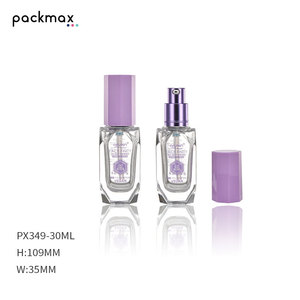 30ml transparent glass refillable bottle with press pump — suitable for <b>sunscreen</b>, primer, lotion, and serum - Product Image 1