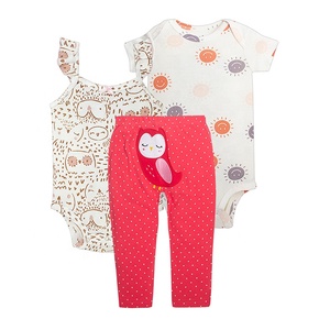 Pantaloni 100% pagliaccetto per neonati in cotone rosso <span class=keywords><strong>3</strong></span> pezzi set di <span class=keywords><strong>abbigliamento</strong></span> per neonati 1 mese - Product Image 2