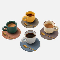 Ensemble de sous-verres en cuir écologique avec logo imprimé, coussin isolant réutilisable pour la famille, les restaurants et les hôtels
