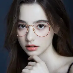 New Style Retro Round Metal Frame Blue Light Blocking Personality College Style Clear Lens Eye Glasses 2022
