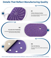 Disques abrasifs en céramique violets de 5 et 6 pouces pour le travail du bois, avec fixation auto-agrippante, pour l'automobile – Vente en gros