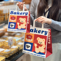 Sac en papier kraft épais, imprimé en couleur, recyclable, de qualité alimentaire, avec logo personnalisé, pour boulangerie, gâteaux, toasts, snacks, emballage cadeau