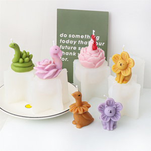 Flor suculenta Animal vela molde silicona Gallo/serpiente/flamenco/pato/gato herramienta DIY perfecto para decoración del hogar y regalo <span class=keywords><strong>de</strong></span> Festival único - Product Image 6