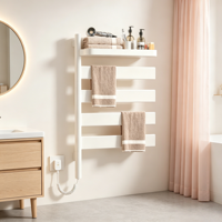 Porte-serviettes électrique intelligent WiFi 125W |   Contrôle par application et vocal, 4 barres 180 °   Chauffe-mur rotatif en acier inoxydable, étanche IPX4